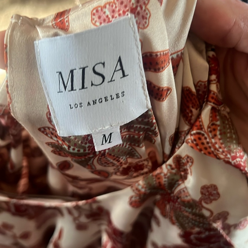 MISA Los Angeles Kara Mini Dress Falling Flora Flower Satin Balloon Sleeve - Picture 8 of 13